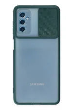 Newface Samsung Galaxy M52 5G Kılıf Palm Buzlu Kamera Sürgülü Silikon - Yeşil