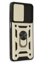 Newface Samsung Galaxy M52 5G Kılıf Pars Lens Yüzüklü Silikon - Gold - Görsel 2