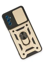 Newface Samsung Galaxy M52 5G Kılıf Pars Lens Yüzüklü Silikon - Gold - Görsel 3