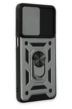 Newface Samsung Galaxy M52 5G Kılıf Pars Lens Yüzüklü Silikon - Gümüş - Görsel 2