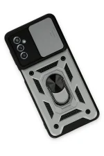 Newface Samsung Galaxy M52 5G Kılıf Pars Lens Yüzüklü Silikon - Gümüş - Görsel 3