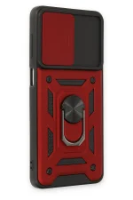 Newface Samsung Galaxy M52 5G Kılıf Pars Lens Yüzüklü Silikon - Kırmızı - Görsel 2