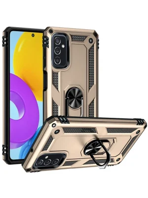 Newface Samsung Galaxy M52 5G Kılıf Sofya Yüzüklü Silikon Kapak - Gold