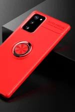 Newface Samsung Galaxy Note 20 Kılıf Range Yüzüklü Silikon - Kırmızı - Görsel 2
