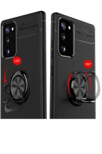 Newface Samsung Galaxy Note 20 Kılıf Range Yüzüklü Silikon - Siyah-Gold - Görsel 3