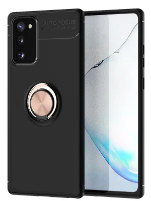 Newface Samsung Galaxy Note 20 Kılıf Range Yüzüklü Silikon - Siyah-Gold