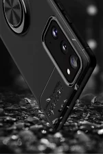 Newface Samsung Galaxy Note 20 Kılıf Range Yüzüklü Silikon - Siyah-Gold - Görsel 6