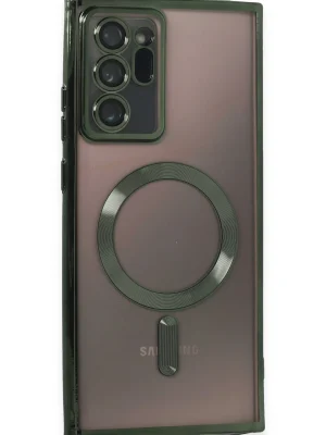 Newface Samsung Galaxy Note 20 Ultra Kılıf Kross Magneticsafe Kapak - Koyu Yeşil