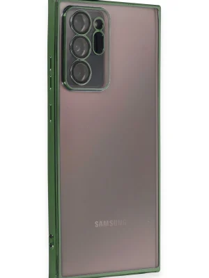 Newface Samsung Galaxy Note 20 Ultra Kılıf Razer Lensli Silikon - Yeşil