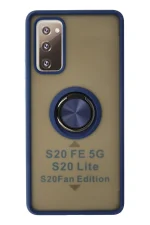 Newface Samsung Galaxy S20 FE Kılıf Montreal Yüzüklü Silikon Kapak - Lacivert
