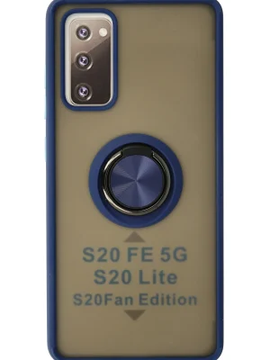 Newface Samsung Galaxy S20 FE Kılıf Montreal Yüzüklü Silikon Kapak - Lacivert