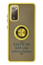 Newface Samsung Galaxy S20 FE Kılıf Montreal Yüzüklü Silikon Kapak - Sarı