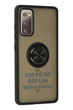 Newface Samsung Galaxy S20 FE Kılıf Montreal Yüzüklü Silikon Kapak - Siyah - Görsel 2
