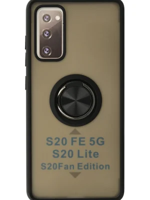 Newface Samsung Galaxy S20 FE Kılıf Montreal Yüzüklü Silikon Kapak - Siyah