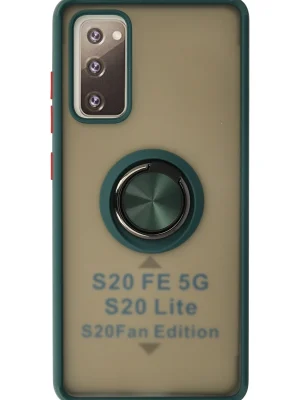 Newface Samsung Galaxy S20 FE Kılıf Montreal Yüzüklü Silikon Kapak - Yeşil