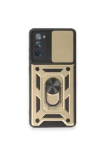 Newface Samsung Galaxy S20 FE Kılıf Pars Lens Yüzüklü Silikon - Gold