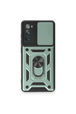 Newface Samsung Galaxy S20 FE Kılıf Pars Lens Yüzüklü Silikon - Yeşil