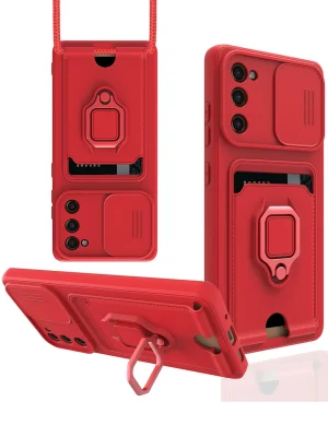 Newface Samsung Galaxy S20 FE Kılıf Zuma Kartvizitli Yüzüklü Silikon - Kırmızı