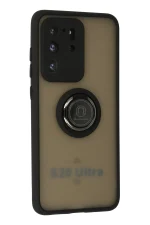 Newface Samsung Galaxy S20 Ultra Kılıf Montreal Yüzüklü Silikon Kapak - Siyah - Görsel 2