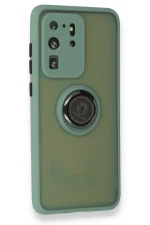 Newface Samsung Galaxy S20 Ultra Kılıf Montreal Yüzüklü Silikon Kapak - Yeşil - Görsel 2