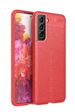 Newface Samsung Galaxy S21 FE Kılıf Focus Derili Silikon - Kırmızı