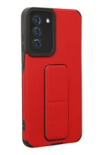 Newface Samsung Galaxy S21 FE Kılıf Mega Standlı Silikon - Kırmızı - Görsel 2