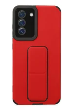 Newface Samsung Galaxy S21 FE Kılıf Mega Standlı Silikon - Kırmızı