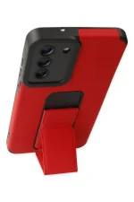 Newface Samsung Galaxy S21 FE Kılıf Mega Standlı Silikon - Kırmızı - Görsel 3