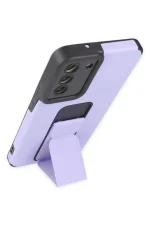 Newface Samsung Galaxy S21 FE Kılıf Mega Standlı Silikon - Lila - Görsel 3