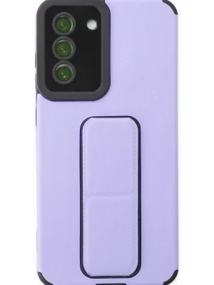 Newface Samsung Galaxy S21 FE Kılıf Mega Standlı Silikon - Lila
