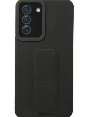 Newface Samsung Galaxy S21 FE Kılıf Mega Standlı Silikon - Siyah