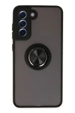 Newface Samsung Galaxy S21 FE Kılıf Montreal Yüzüklü Silikon Kapak - Siyah