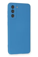 Newface Samsung Galaxy S21 FE Kılıf Nano içi Kadife Silikon - Mavi - Görsel 2