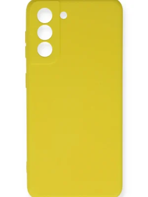 Newface Samsung Galaxy S21 FE Kılıf Nano içi Kadife Silikon - Sarı
