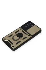 Newface Samsung Galaxy S21 FE Kılıf Pars Lens Yüzüklü Silikon - Gold - Görsel 5