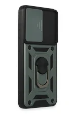 Newface Samsung Galaxy S21 FE Kılıf Pars Lens Yüzüklü Silikon - Yeşil - Görsel 3