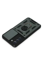 Newface Samsung Galaxy S21 FE Kılıf Pars Lens Yüzüklü Silikon - Yeşil - Görsel 4