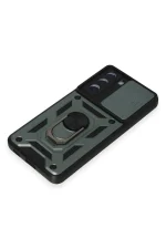 Newface Samsung Galaxy S21 FE Kılıf Pars Lens Yüzüklü Silikon - Yeşil - Görsel 5