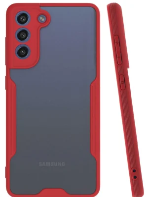 Newface Samsung Galaxy S21 FE Kılıf Platin Silikon - Kırmızı