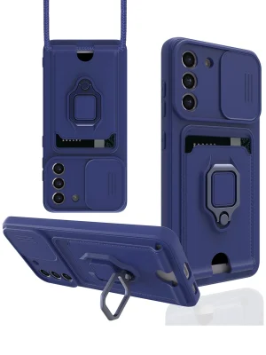 Newface Samsung Galaxy S21 FE Kılıf Zuma Kartvizitli Yüzüklü Silikon - Lacivert