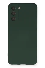 Newface Samsung Galaxy S21 Kılıf Nano içi Kadife Silikon - Koyu Yeşil