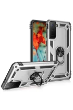 Newface Samsung Galaxy S21 Kılıf Sofya Yüzüklü Silikon Kapak - Gümüş - Görsel 2