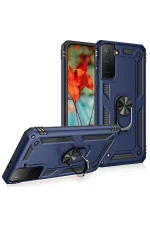 Newface Samsung Galaxy S21 Kılıf Sofya Yüzüklü Silikon Kapak - Lacivert - Görsel 2