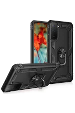 Newface Samsung Galaxy S21 Kılıf Sofya Yüzüklü Silikon Kapak - Siyah - Görsel 2