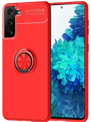 Newface Samsung Galaxy S21 Plus Kılıf Range Yüzüklü Silikon - Kırmızı