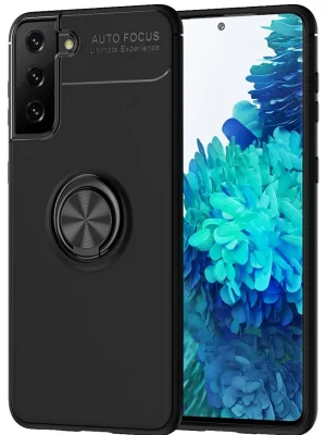 Newface Samsung Galaxy S21 Plus Kılıf Range Yüzüklü Silikon - Siyah