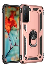 Newface Samsung Galaxy S21 Plus Kılıf Sofya Yüzüklü Silikon Kapak - Rose