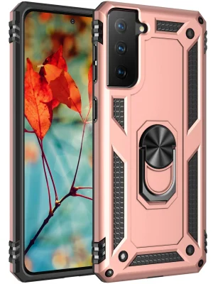 Newface Samsung Galaxy S21 Plus Kılıf Sofya Yüzüklü Silikon Kapak - Rose