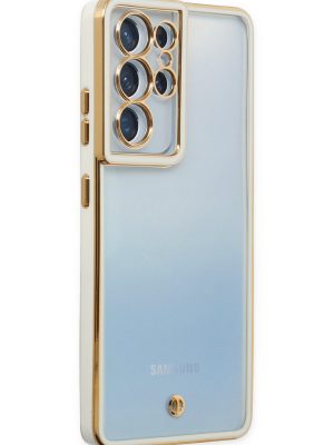 Newface Samsung Galaxy S21 Ultra Kılıf Liva Lens Silikon - Beyaz