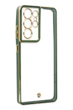 Newface Samsung Galaxy S21 Ultra Kılıf Liva Lens Silikon - Yeşil - Görsel 4